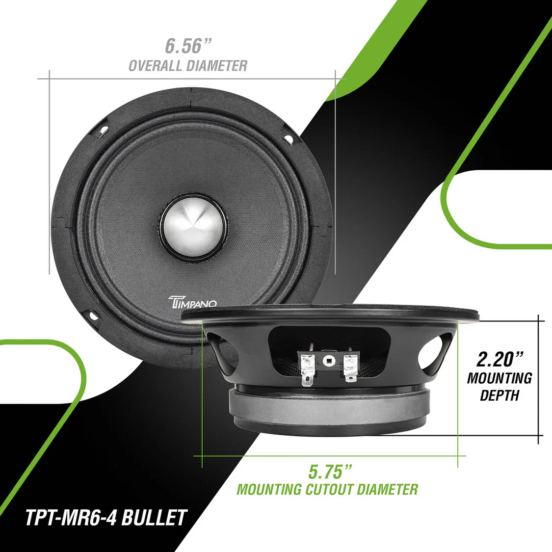 1600w PACKAGE 2x 6.5" Bullet Midrange + 2x Black Tweeters - Image 4